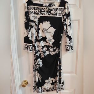 White House Black Market Black and White Floral Midi Dress